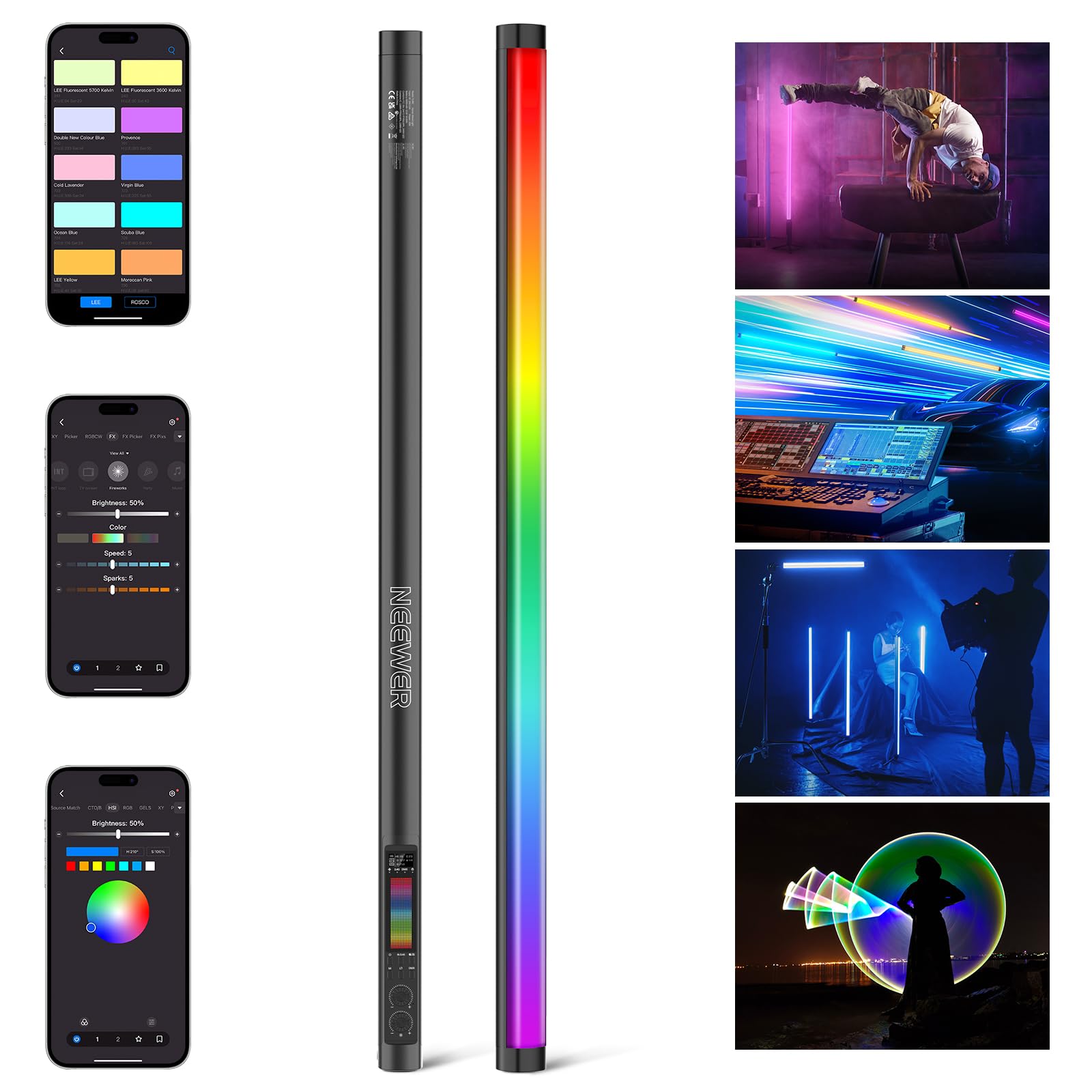 NEEWER RGB Tube Light, 30W LED Video Light RGBWW Full Color Stick